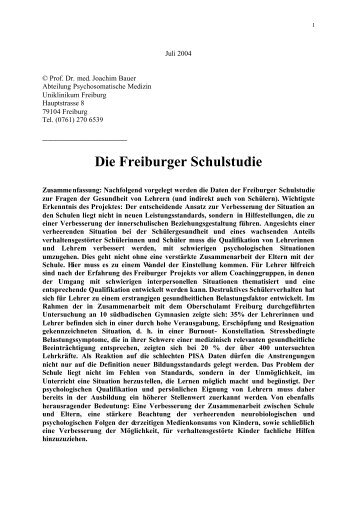 in deutscher Sprache - Prof. Dr. Joachim Bauer