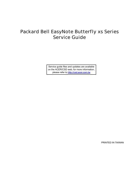Packard Bell EasyNote Butterfly xs Series Service Guide - tim.id.au