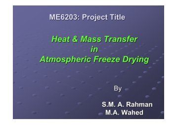 Heat & Mass Transfer in Atmospheric Freeze Drying