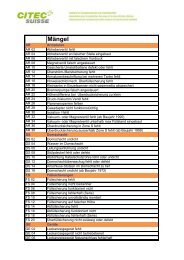 Mängel- und Meldecodeliste - CITEC Suisse