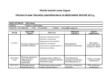 KliniÄki bolniÄki centar Zagreb PRIJAVA PLANA TRAJNOG ...