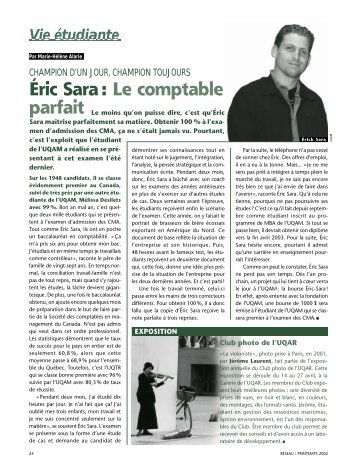 Éric Sara : Le comptable parfait - Université du Québec