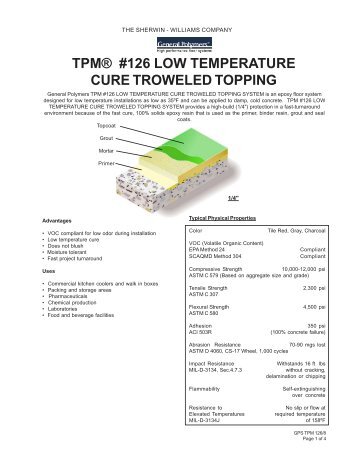 tpm® #126 low temperature cure troweled topping - Protective ...