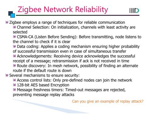 Wireless Communication - Zigbee, Bluetooth - IIIT