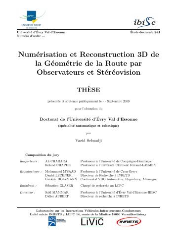 Numérisation et Reconstruction 3D de la Géométrie de la Route par ...