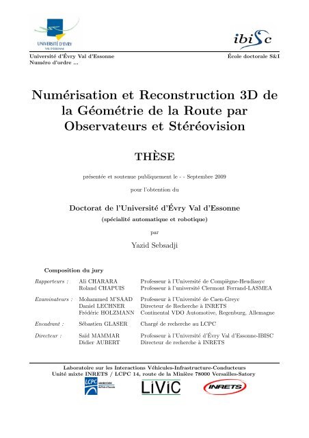 Numérisation et Reconstruction 3D de la Géométrie de la Route par ...