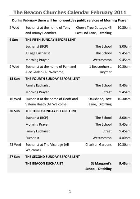The Beacon February 2011 - Beacon Parish of Ditchling, Streat ...
