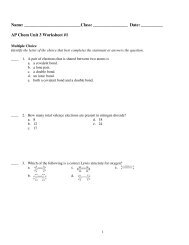 AP Chem Unit 3 Worksheet #1 - Portage School's Moodle