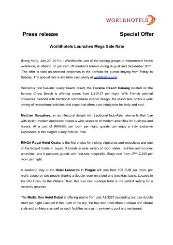 Press release Special Offer