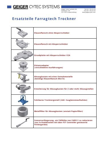 Ersatzteile Farragtech Trockner - Geiger Cytec Systems AG