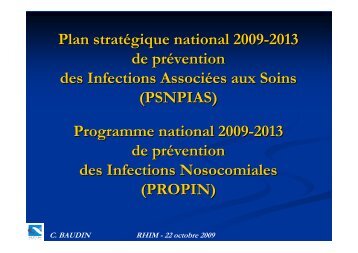 Plan stratÃ©gique national 2009-2013 de prÃ©vention ... - CCLIN-EST