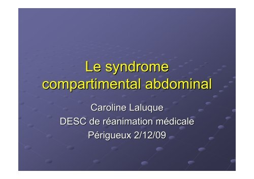Syndrome du compartiment abdominal