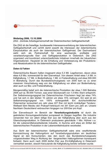 Welteitag 2006, 13.10.2006 ZAG - Zentrale Arbeitsgemeinschaft der ...