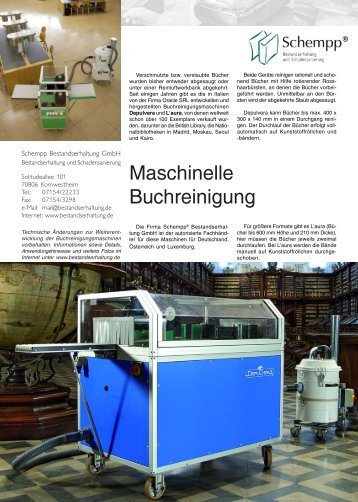 Maschinelle Buchreinigung - Schempp