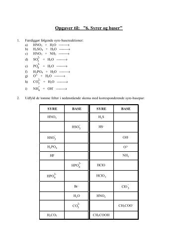 Opgaver til: â6. Syrer og baserâ - VUC Aarhus