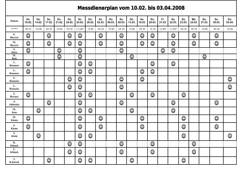 Messdienerplan vom 10.02. bis 03.04.2008 - Heilig Geist