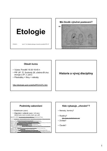 Etologie - Katedra ekologie a životního prostředí