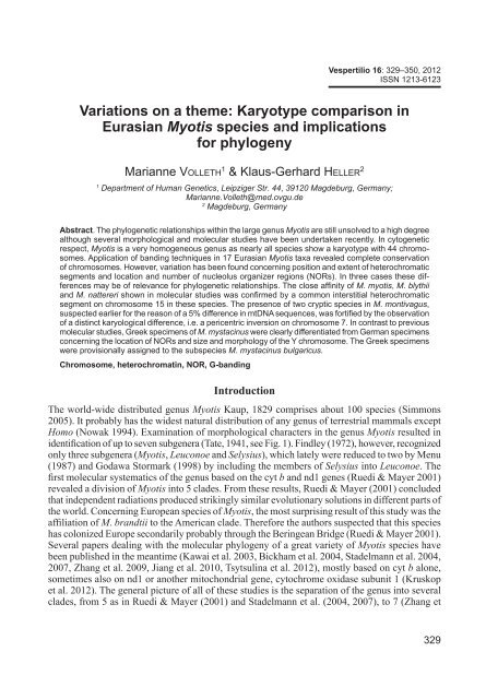 Variations on a theme: Karyotype comparison in Eurasian Myotis ...