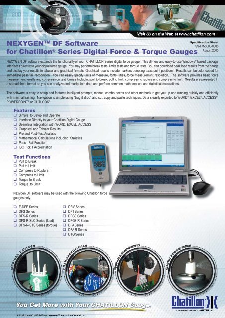 NEXYGENTM DF Software for Chatillon® Series Digital Force ...