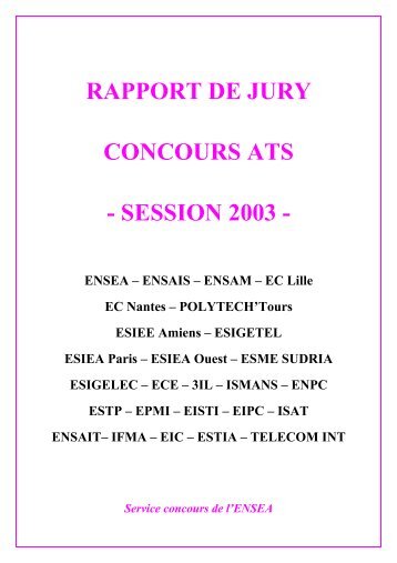 RAPPORT DE JURY - Concours ENSEA