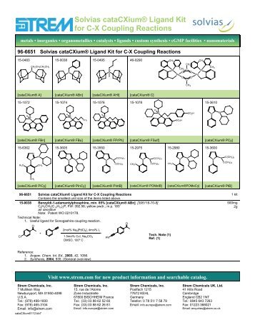 Solvias cataCXiumÂ® Ligand Kit - Strem Chemicals Inc.