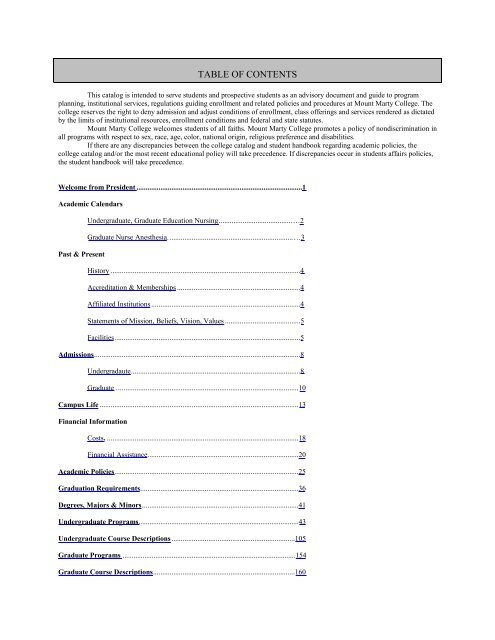 2012-2014 Course Catalog - Mount Marty College