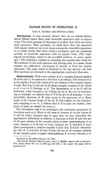 Paul R. Halmos, Gunter Lumer, Square Roots of Operators. II ...