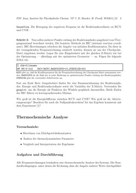 Versuch 10 T:2012-01-19 Isomerisation von HCNââHNC ...