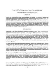 Integrated Pest Management of Insect Pests in Alfalfa Hay ABSTRACT
