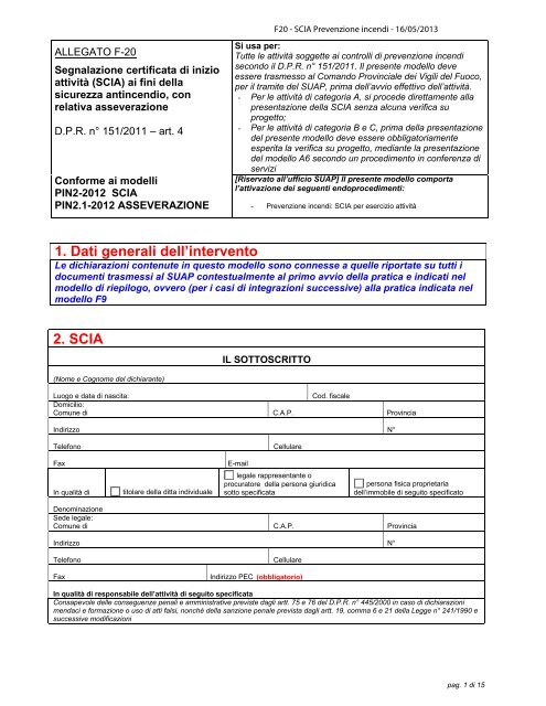 SCIA Prevenzione incendi [file .pdf] - Sardegna SUAP