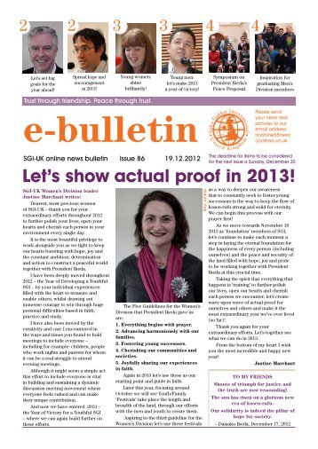Let's show actual proof in 2013! - SGI-UK E-Bulletin and Podcast