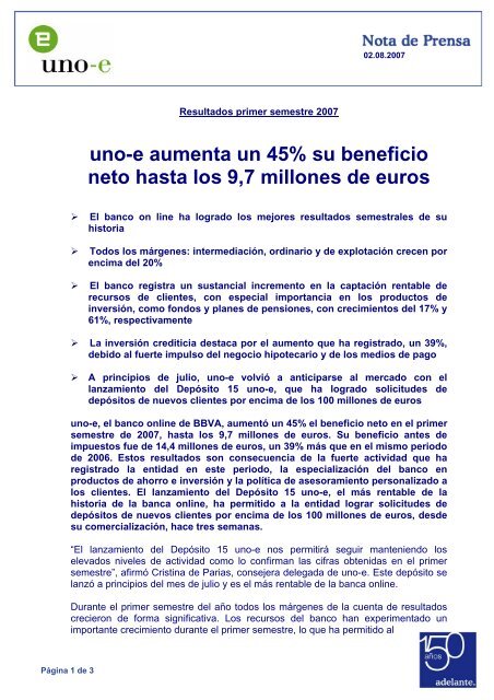 uno-e aumenta un 45% su beneficio neto hasta los 9,7 millones de ...