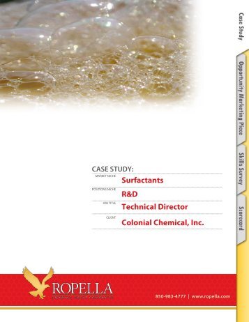 Surfactants R&D Technical Director Colonial Chemical, Inc. - Ropella