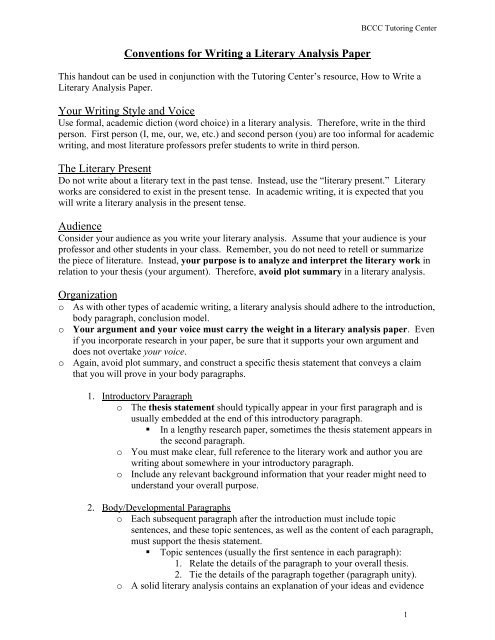 formal literary analysis essay