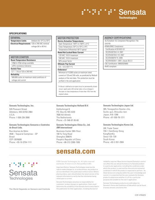 Data Sheet (PDF file) - Sensata