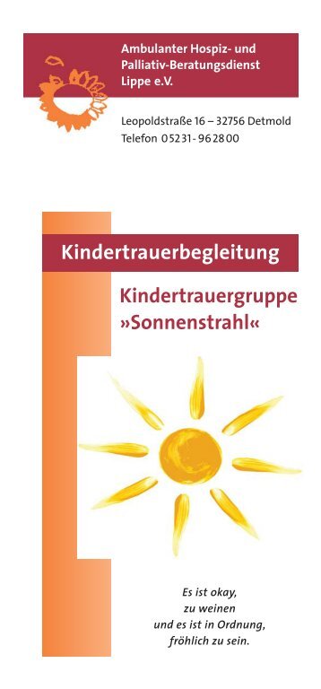 Kindertrauergruppe »Sonnenstrahl - Ambulanter Hospiz- und ...