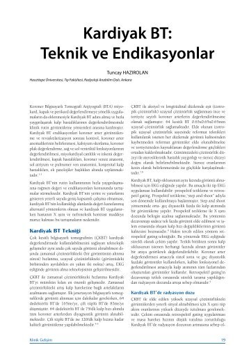 Kardiyak BT:Teknik ve Endikasyonlar Tuncay - Klinik GeliÅim