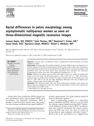 Racial differences in pelvic morphology among asymptomatic ...
