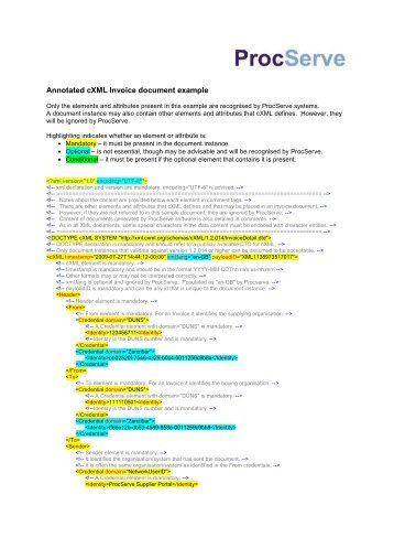 cXML Invoice Annotated - Procserve