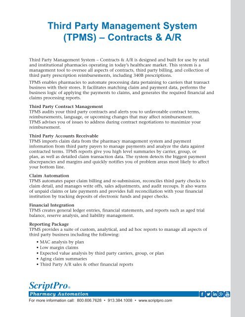 Third Party Management System (TPMS) â Contracts & A/R - ScriptPro