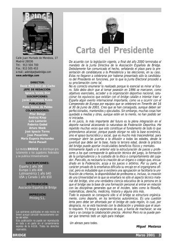 Carta del Presidente - Asociación Española de Bridge