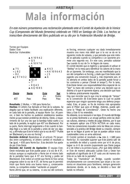 Carta del Presidente - Asociación Española de Bridge