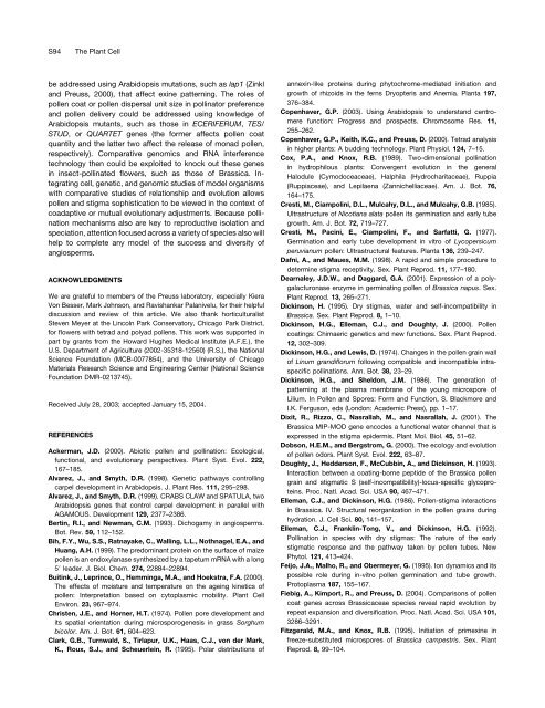 Pollen and Stigma Structure and Function: The Role of Diversity in ...