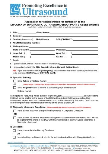 DDU Part 2 Application Form - Australasian Society for Ultrasound in ...