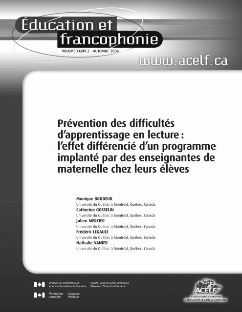 PrÃ©vention des difficultÃ©s d'apprentissage en lecture - acelf