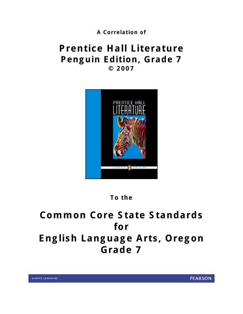Prentice Hall Literature Penguin Edition Pearson