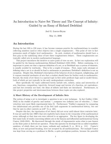 An Introduction to Naive Set Theory and The Concept of Infinity ...