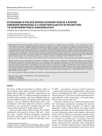 Full text (PDF) - Instytut Medycyny Pracy im. prof. J. Nofera