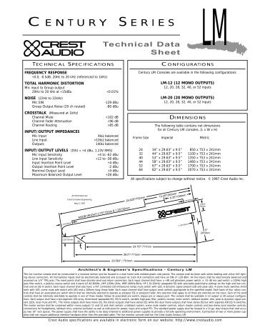 Technical Data Sheet - Crest Audio