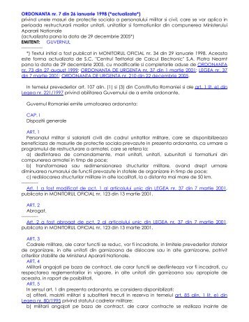 Ord 7 / 1998 act personal militar si civil de la Mapn [pdf]